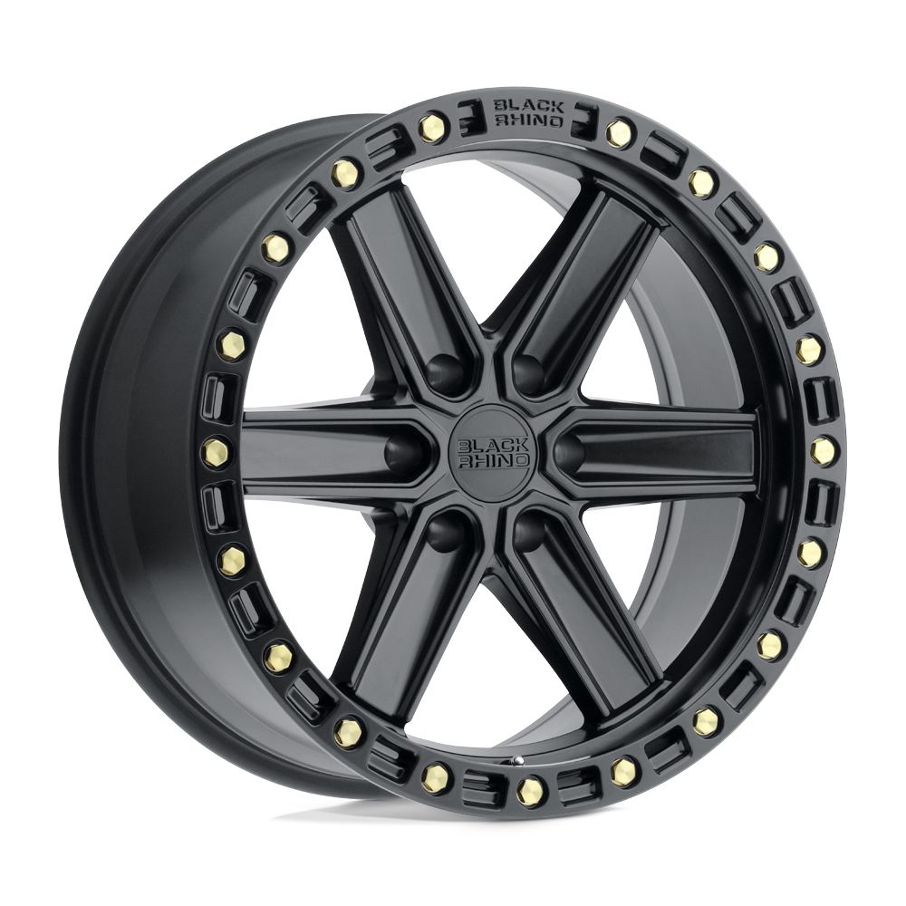 17x9 Black Rhino HENDERSON MATTE BLACK W/ BRASS BOLTS Wheel 6x132 (12mm)