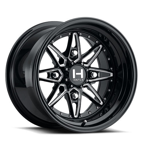 15x7 Hostile UTV HF12 Blaster Gloss black & Milled FORGED Wheel 4x156 (13mm)