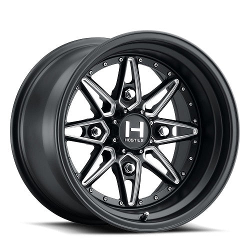 15x8 Hostile UTV HF12 Blaster Satin Black & Milled FORGED Wheel 4x156 (0mm)