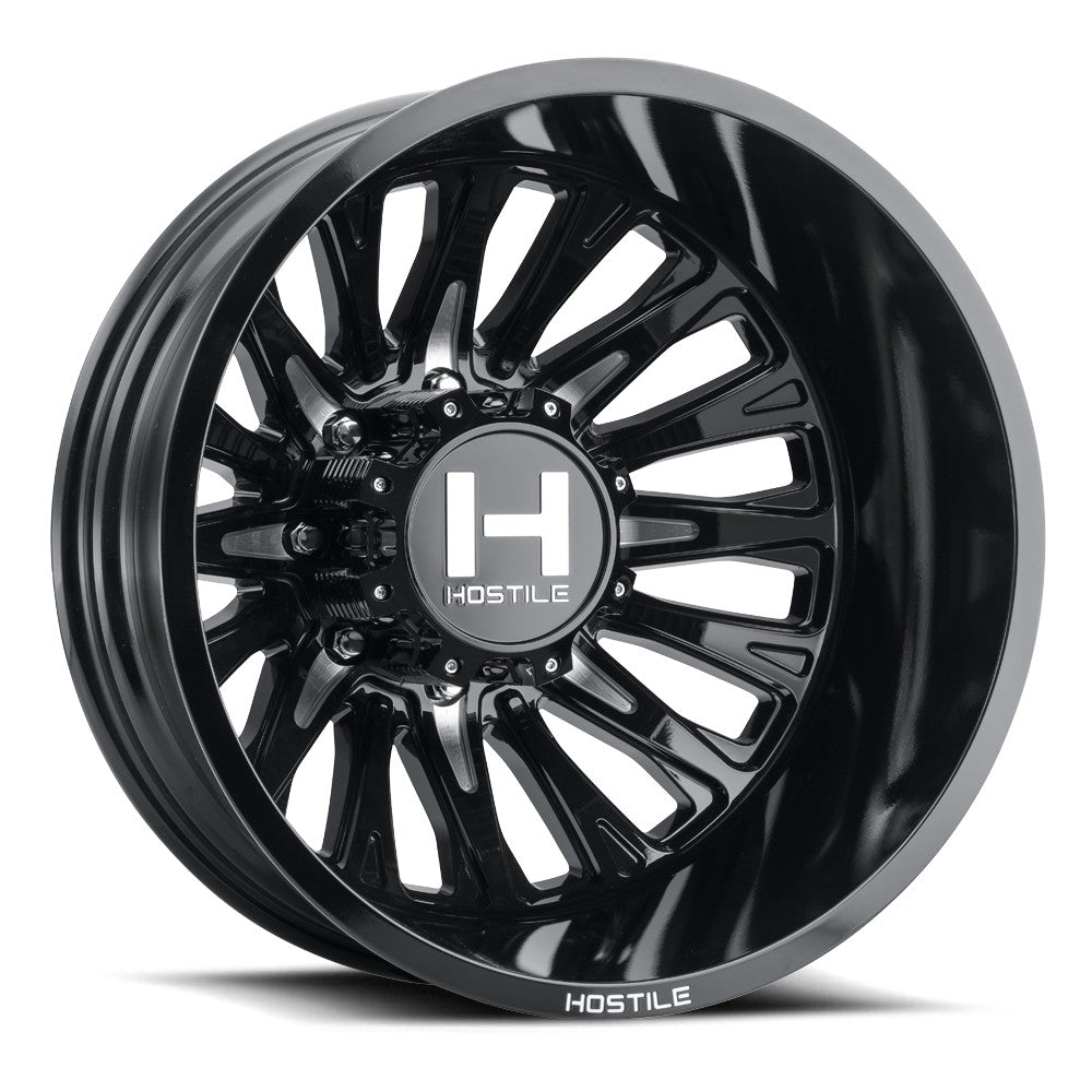 20x8.25 Hostile H404 Ghost Gloss Black Milled DUALLY REAR Wheel 8x200 (-201mm)