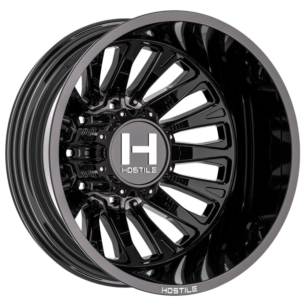 22x8.25 Hostile H404 Ghost Gloss Black DUALLY REAR Wheel 8x200 (-221mm)