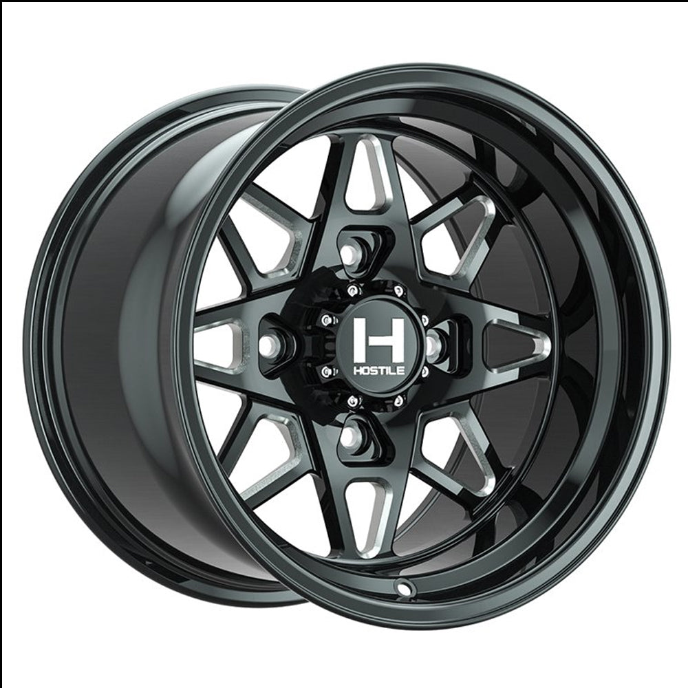 15x8 Hostile UTV HF14 Holeshot Blade Cut (Blk & Mill) FORGED Wheel 4x137 (0mm)