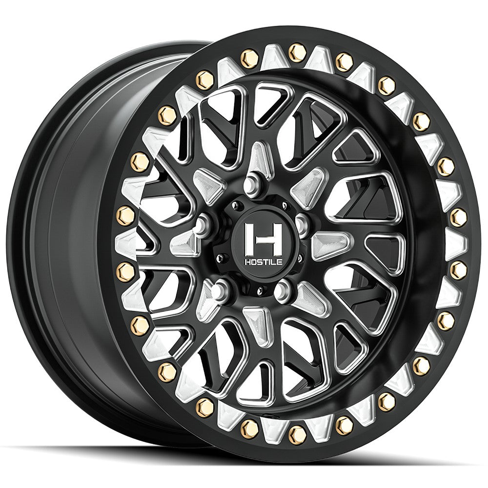 15x8 Hostile UTV H333 Glamis Blade Cut (Black Milled) BEADLOCK Wheel 5x4.5 (0mm)