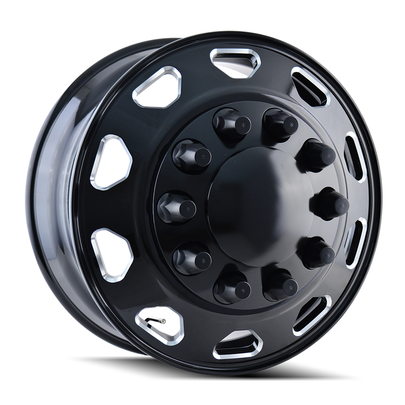 22.5x8.25 Ionbilt IB02 Black Frt DUALLY Wheel 10x285 (169mm)
