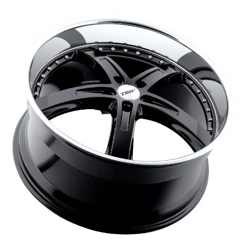 19x8 TSW JARAMA GLOSS BLACK W/ MIRROR CUT LIP Wheel 5x112 (45mm)