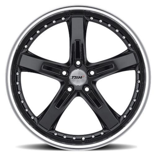 18x8 TSW JARAMA GLOSS BLACK W/ MIRROR CUT LIP Wheel 5x120 (20mm)