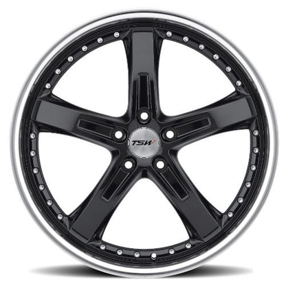 18x8 TSW JARAMA GLOSS BLACK W/ MIRROR CUT LIP Wheel 5x4.5 (40mm)