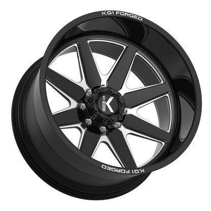 22x12 KG1 Forged KC001 Stella Gloss Black Milled FORGED Wheel 5x5 (-44mm)