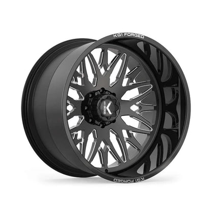 22x14 KG1 KC014 Trident Gloss Black Premium Milled FORGED Wheel 6x5.5 (-76mm)