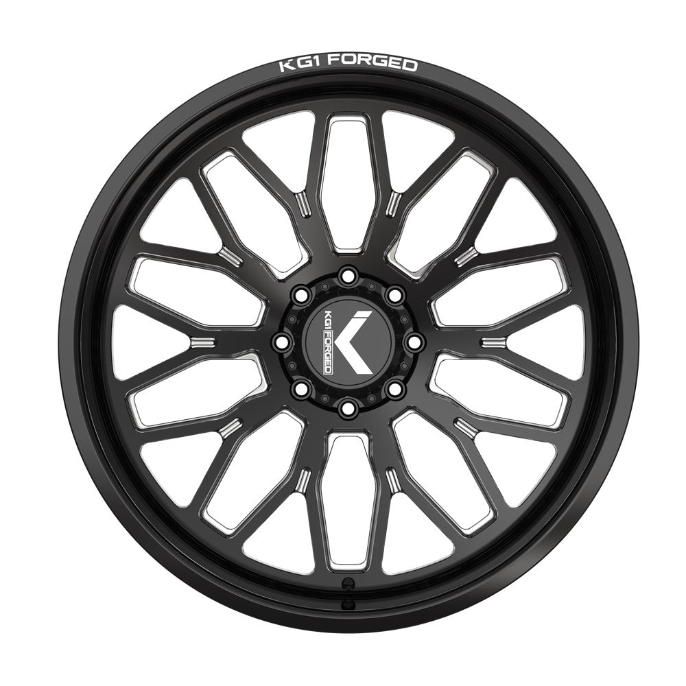 24x14 KG1 KC019 Jacked Gloss Black Premium Milled FORGED Wheel 8x180 (-76mm)