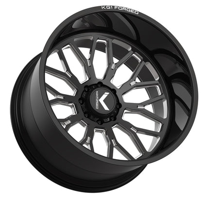 24x14 KG1 KC019 Jacked Gloss Black Premium Milled FORGED Wheel 8x180 (-76mm)