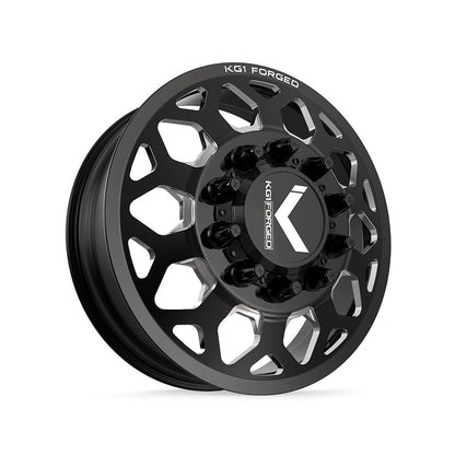 24x8.25 KG1 Forged KD006 Blitz Black Milled DUALLY FRONT Wheel 10x285 (145mm)