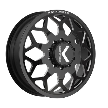 24x8.25 KG1 Forged KD016 Luxor Black Milled DUALLY FRONT Wheel 8x6.5 (145mm)