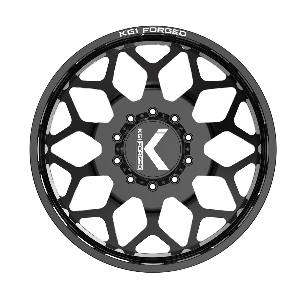 24x8.25 KG1 Forged KD016 Luxor DUALLY OUTER Black Milled Wheel 8x210 (145mm)