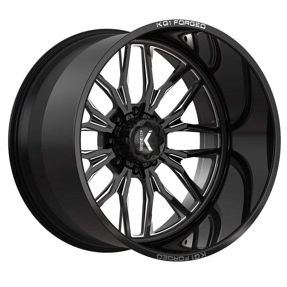 24x14 KG1 KF001 Primacy Gloss Black Premium Milled FORGED Wheel 8x170 (-76mm)
