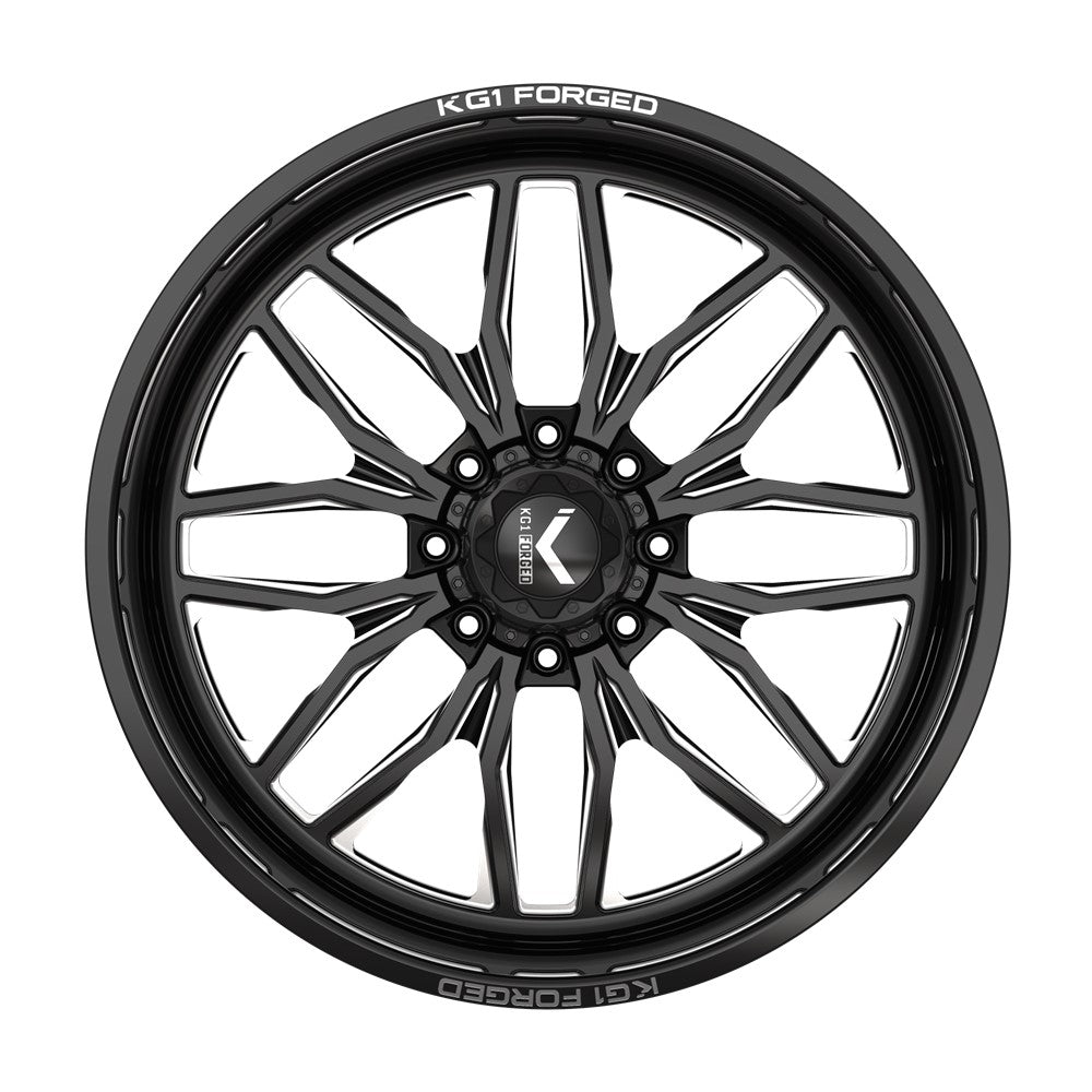 24x14 KG1 KF001 Primacy Gloss Black Premium Milled FORGED Wheel 8x170 (-76mm)