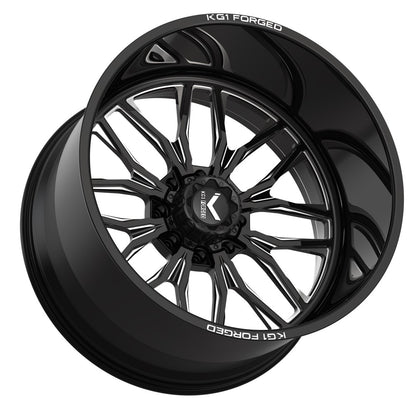 24x14 KG1 KF001 Primacy Gloss Black Premium Milled FORGED Wheel 8x170 (-76mm)