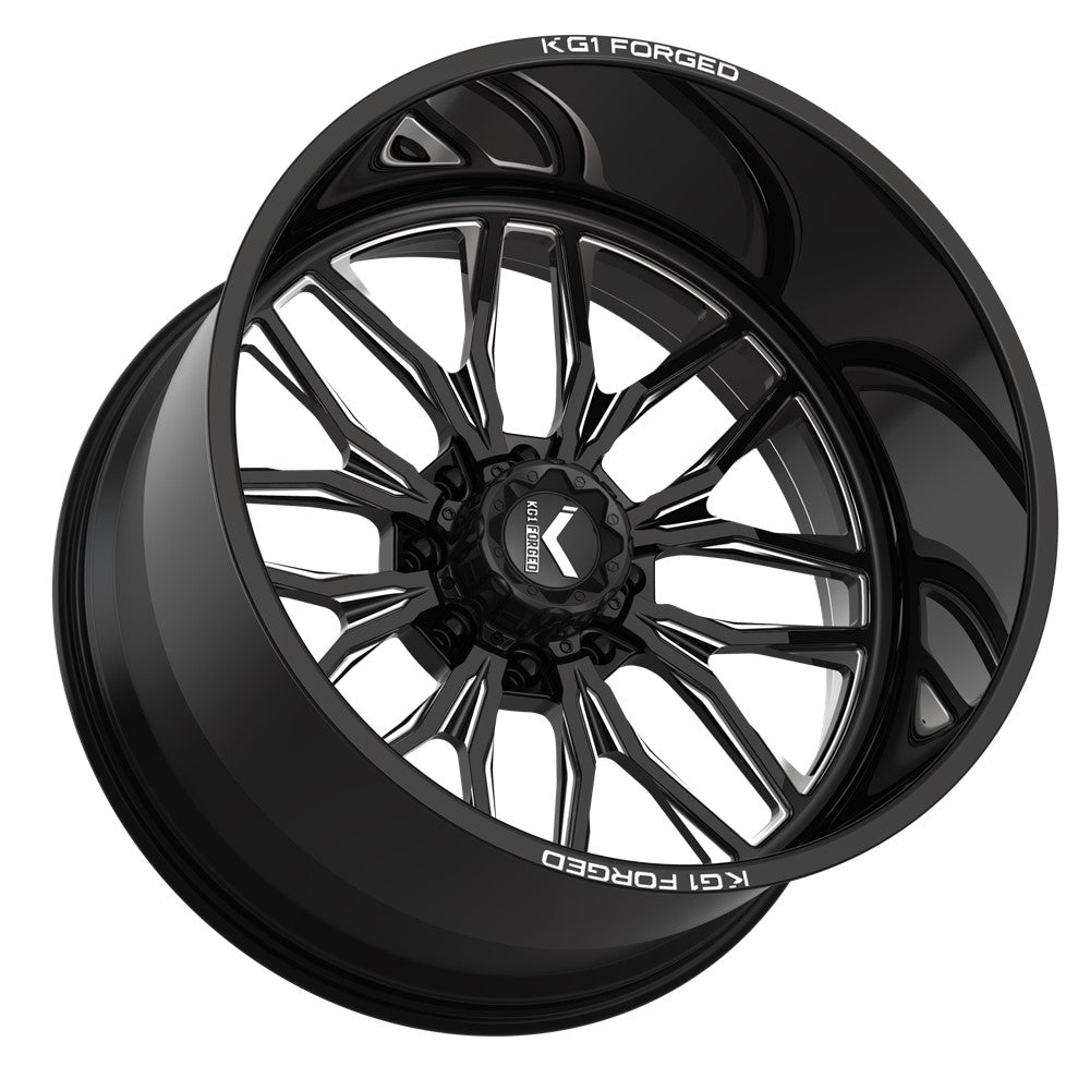 24x14 KG1 KF001 Primacy Gloss Black Premium Milled FORGED Wheel 6x5.5 (-76mm)