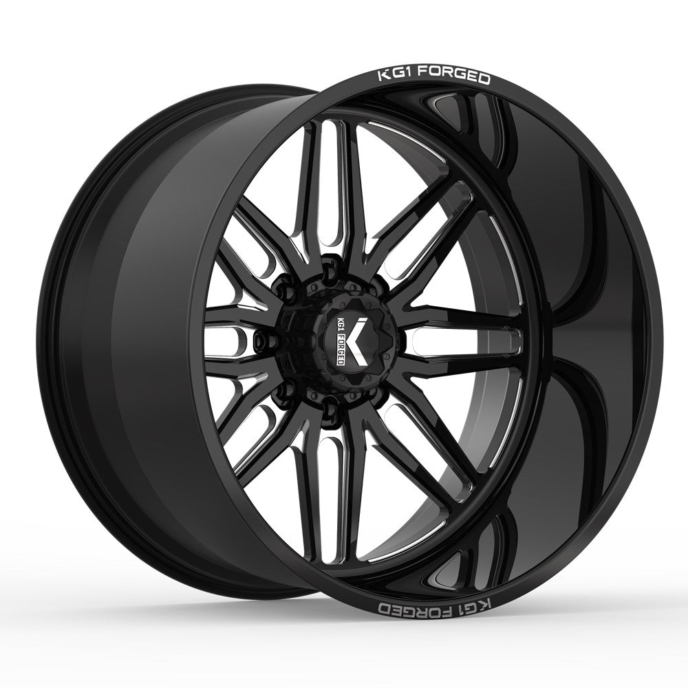 20x10 KG1 Forged KF002 Aristo Gloss Black Milled FORGED Wheel 8x180 (-24mm)