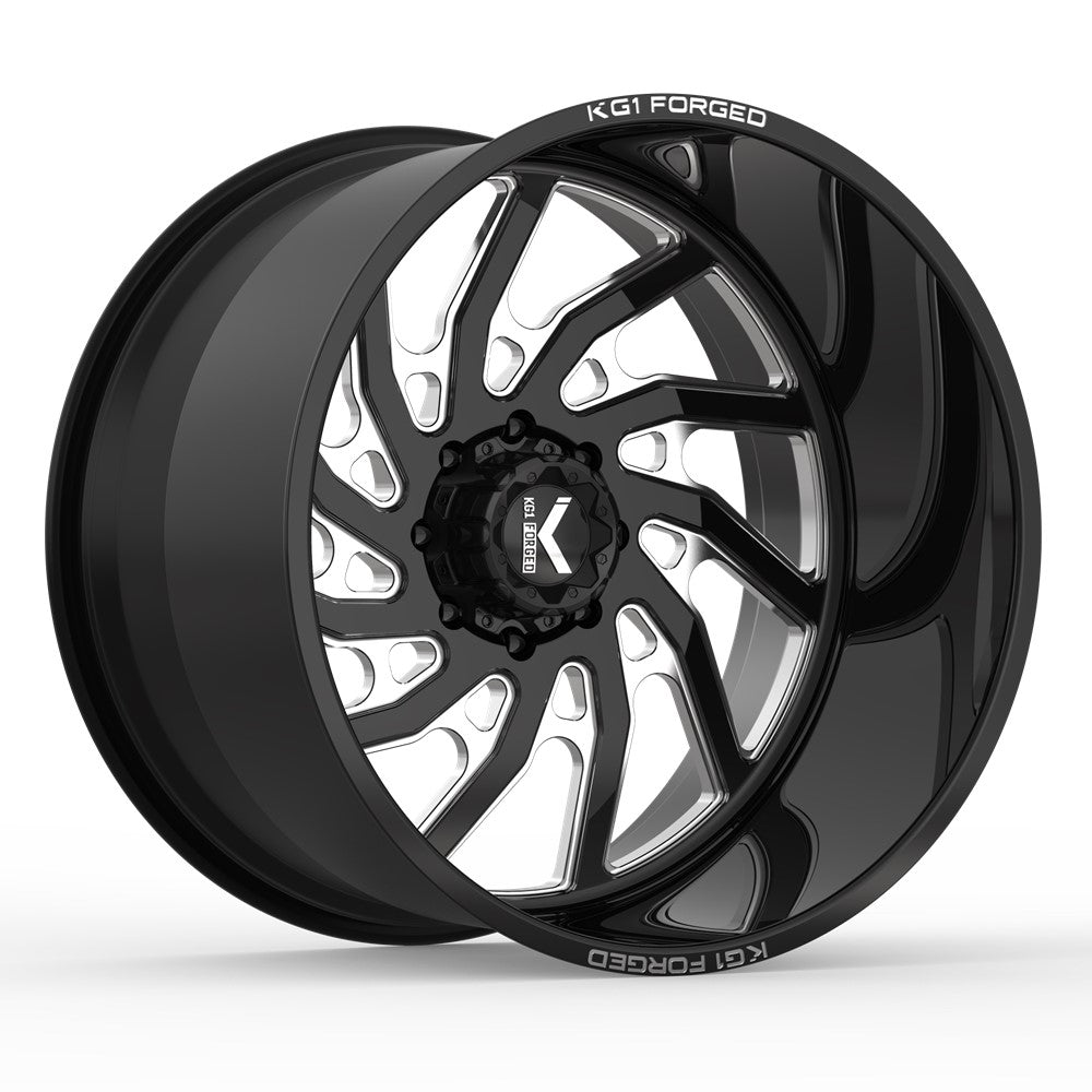 20x10 KG1 Forged KF006 Bounty Gloss Black Milled FORGED Wheel 5x150 (-24mm)