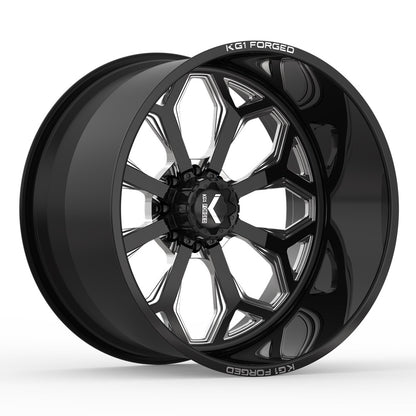 24x14 KG1 Forged KF008 Knox Gloss Black Milled FORGED Wheel 5x150 (-76mm)