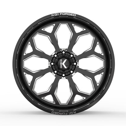 24x14 KG1 Forged KF008 Knox Gloss Black Milled FORGED Wheel 5x150 (-76mm)