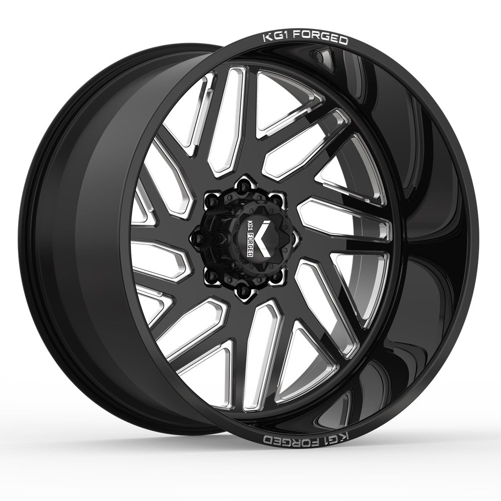 24x14 KG1 KF009 Yaz-N LEFT DIRECTIONAL Black Milled FORGED Wheel Blank (-76mm)