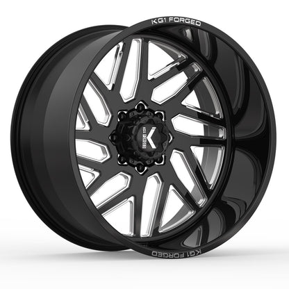 24x14 KG1 KF009 Yaz-N LEFT DIRECTIONAL Black Milled FORGED Wheel Blank (-76mm)