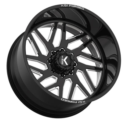 28x16 KG1 KF009 Yaz-N RIGHT DIRECTIONAL Black Milled FORGED Wheel Blank (-101mm)