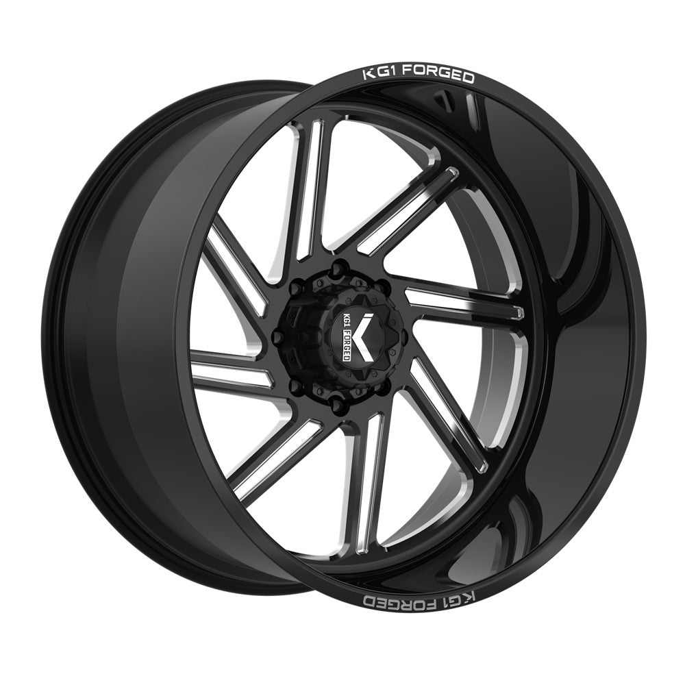 22x12 KG1 Forged KF011 Spool Gloss Black Milled FORGED Wheel 5x5 (-44mm)