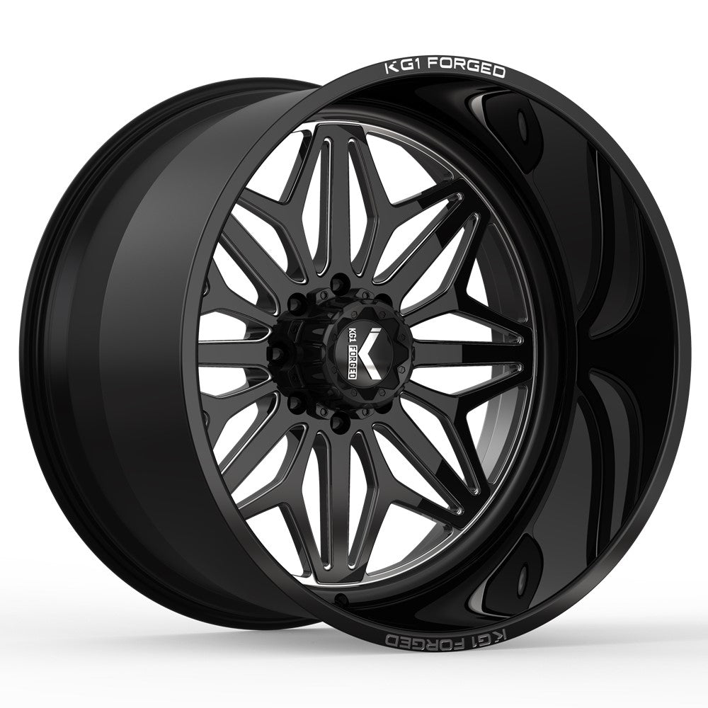 24x14 KG1 KF014 Snow Gloss Black Premium Milled FORGED Wheel Blank (-76mm)