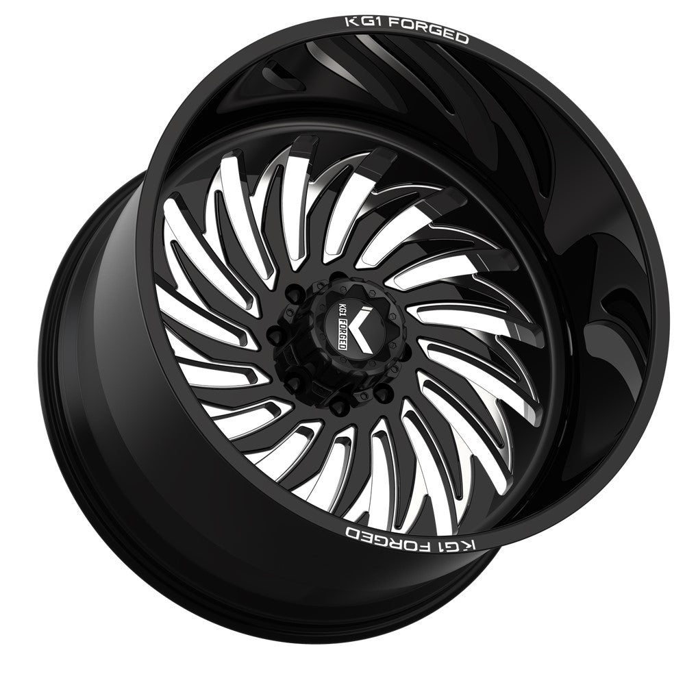 22x14 KG1 KF017 Hurricane Black LEFT DIRECTIONAL FORGED Wheel 6x5.5 (-76mm)
