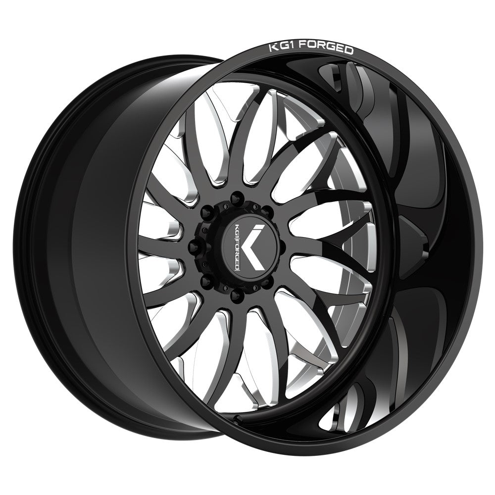 24x14 KG1 KF022 Galactic Gloss Black Premium Milled FORGED Wheel 6x5.5 (-76mm)
