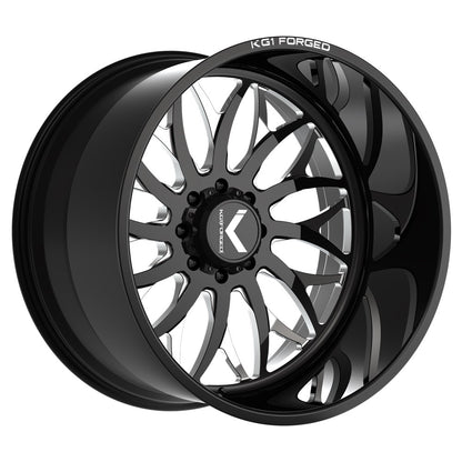 24x14 KG1 KF022 Galactic Gloss Black Premium Milled FORGED Wheel 6x5.5 (-76mm)