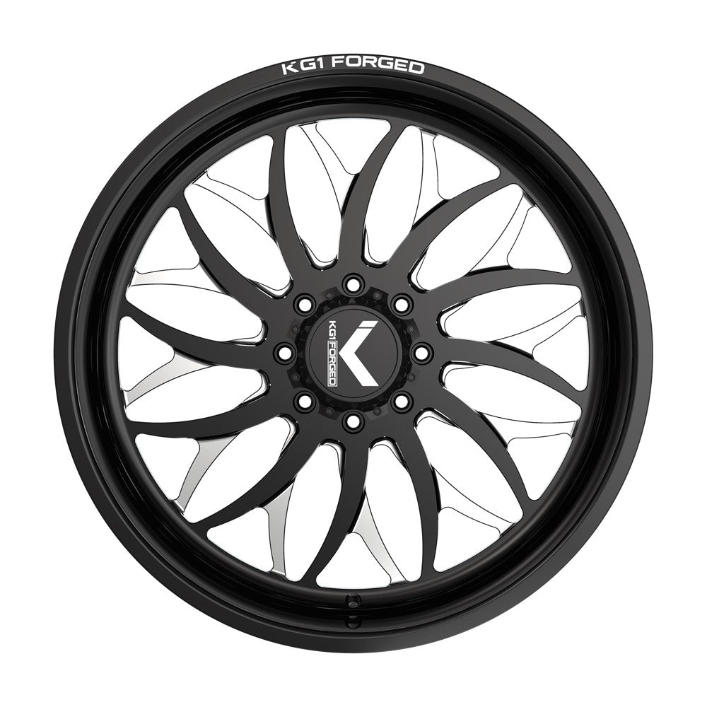 24x14 KG1 KF022 Galactic Gloss Black Premium Milled FORGED Wheel 6x5.5 (-76mm)