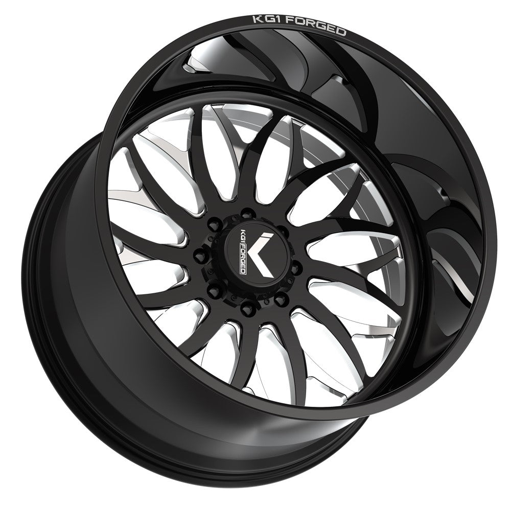 24x14 KG1 KF022 Galactic Gloss Black Premium Milled FORGED Wheel 6x5.5 (-76mm)