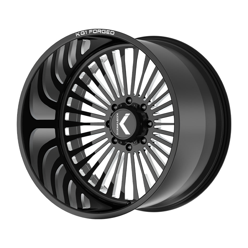 24x12 KG1 KF051 Vegas Gloss Black Premium Milled FORGED Wheel 8x180 (-44mm)
