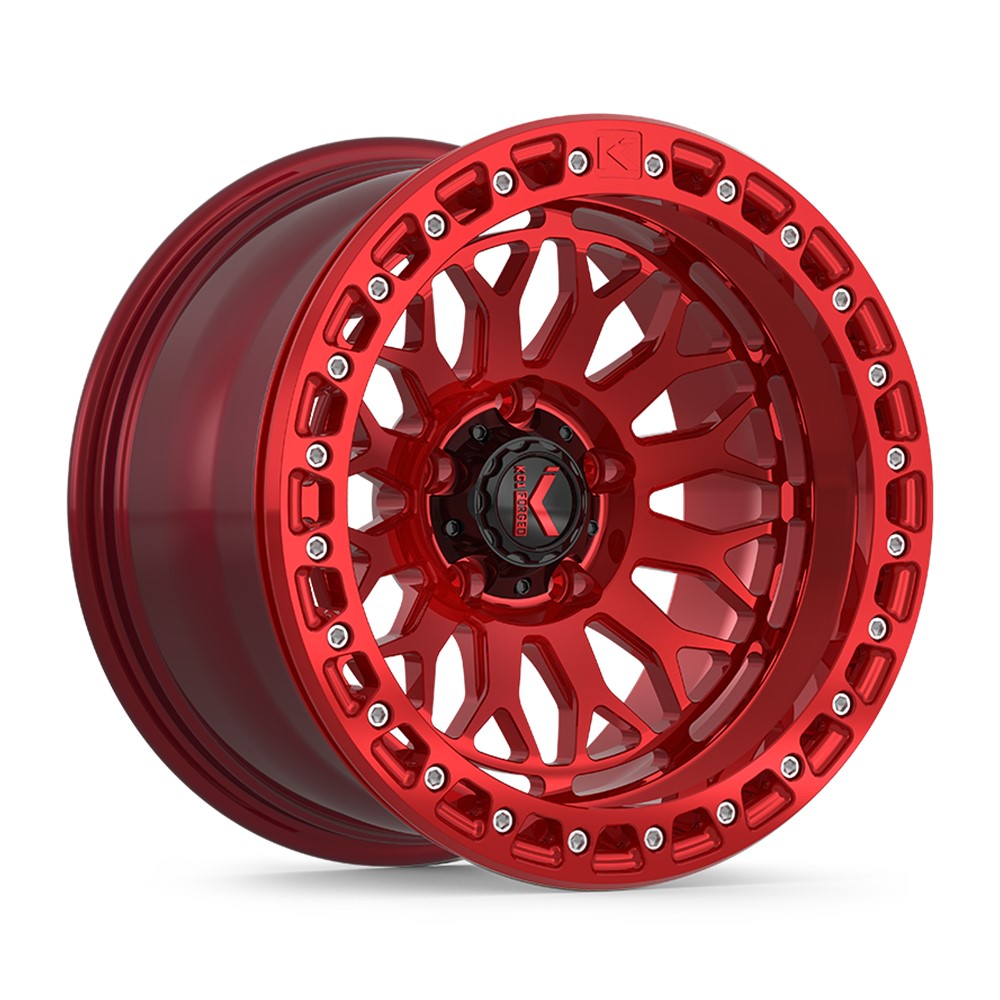 17x9 KG1 Forged KO700 Diamondhead Candy Red BEADLOCK Wheel 5x5 (-15mm)