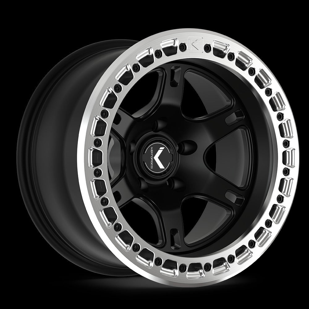 17x9 KG1 Forged KO100 Heral Textured Matte Black BEADLOCK Wheel 5x5 (-38mm)
