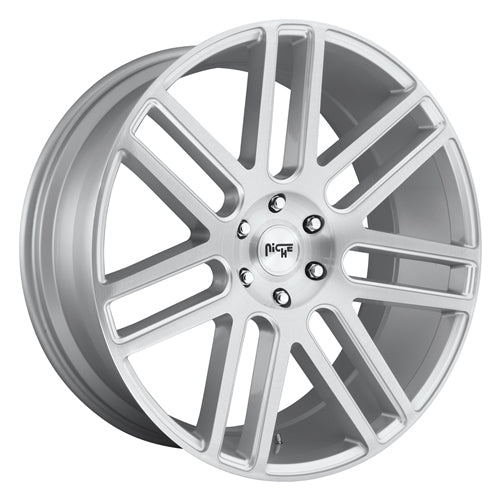24x10 M099 Niche Elan Gloss Silver Brushed Wheel 5x5.5 (25mm)