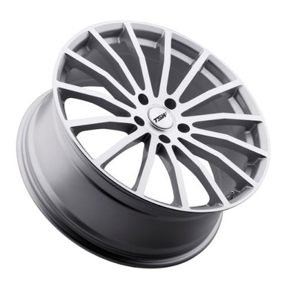 18x8 TSW MALLORY SILVER W/ MIRROR CUT FACE Wheel 5x112 (45mm)