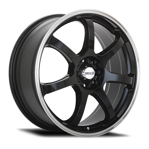 17x7 Maxxim 11B Knight Gloss Black Machined Wheel 4x100/4x4.25 +40