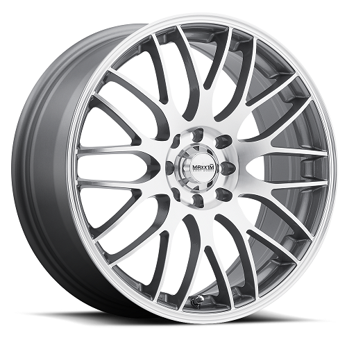 18x7.5 Maxxim 38S Maze Silver w/Machined Face Wheel 5x110/5x115 +45