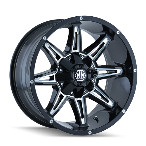 20x10 Mayhem Rampage Black W/Milled Spokes Wheel 6x135/6x5.5 (-25mm)