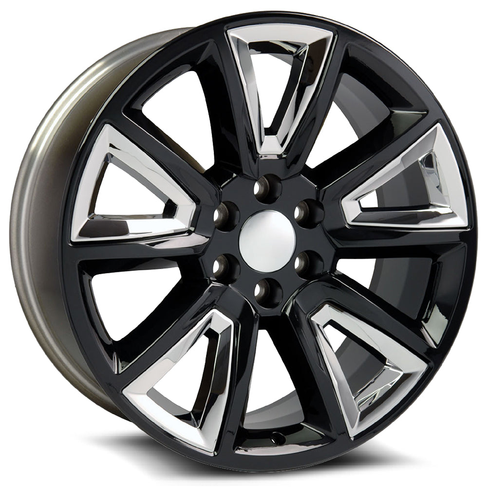 22x9 O.E. Revolution C-08 Gloss Black W/ Chrome Insert Wheel 6x5.5 (31mm)