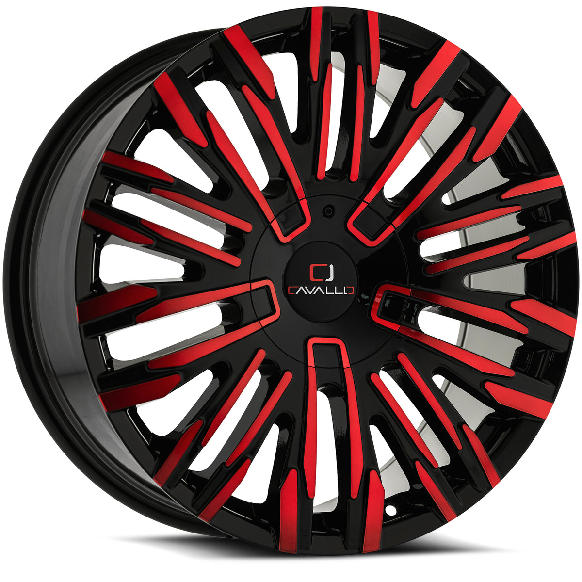 20x8.5 Cavallo CLV-28 Gloss Black & Red Machined Wheel 6x135/6x5.5 (15mm)