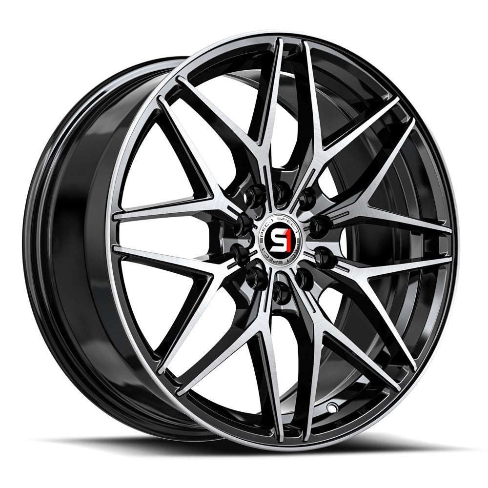 Spec-1 SP-60 18x8.0 5x112 5x114.3 +38 Cb 73.1 Gloss Black & Machined