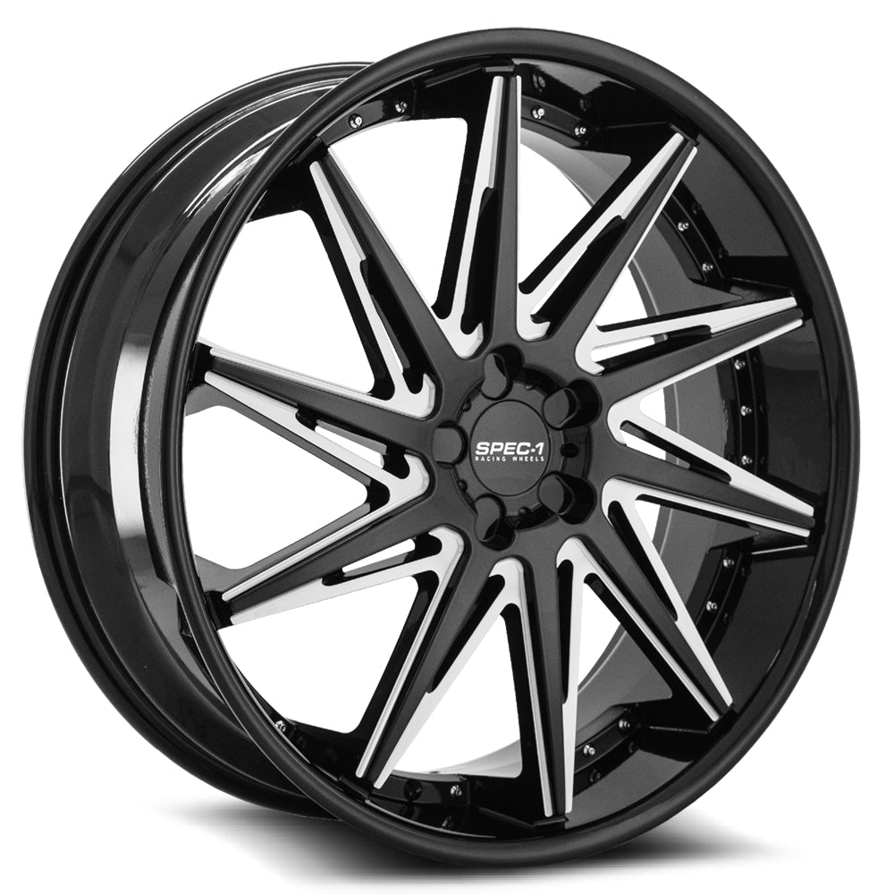 24x10 Spec-1 SPL-005 Gloss Black & Milled Wheel Blank (20mm)