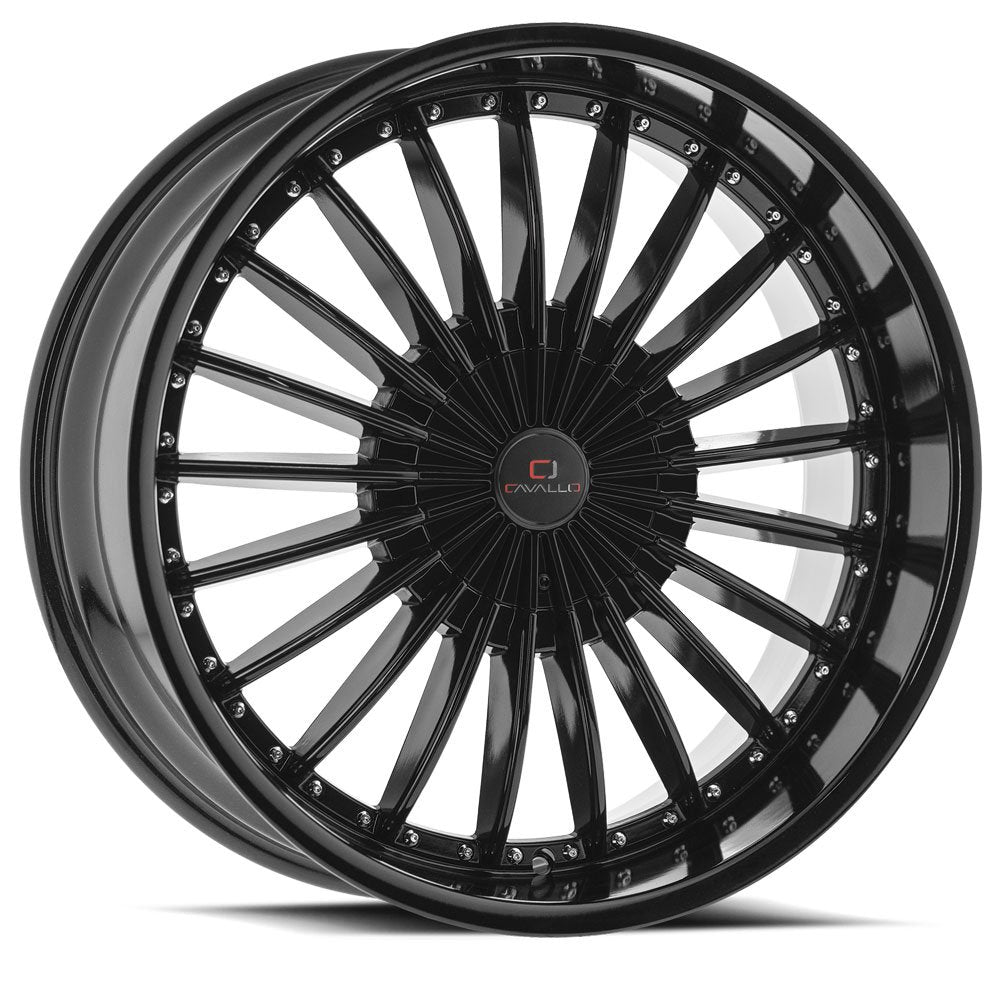 22x8.5 Cavallo CLV-3 Gloss Black & Machined Wheel 5x112/5x4.5 (34mm)