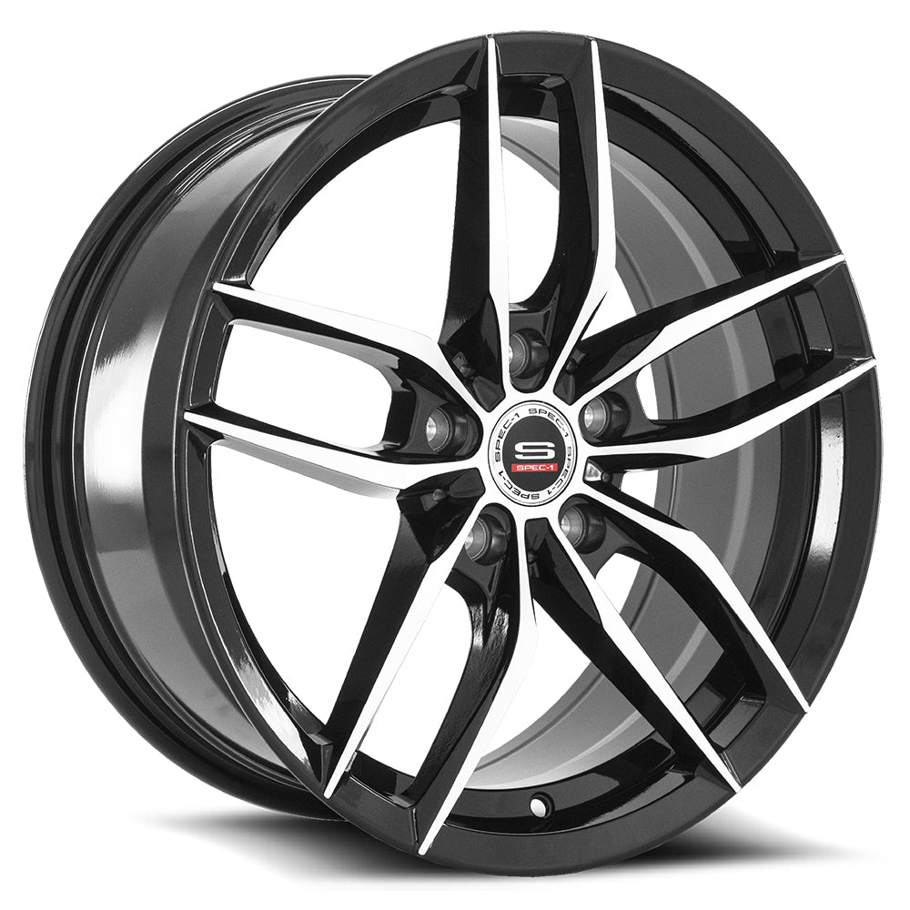 17x7.5 Spec-1 SP-50 Gloss Black & Machined Wheel 5x4.5 (38mm)